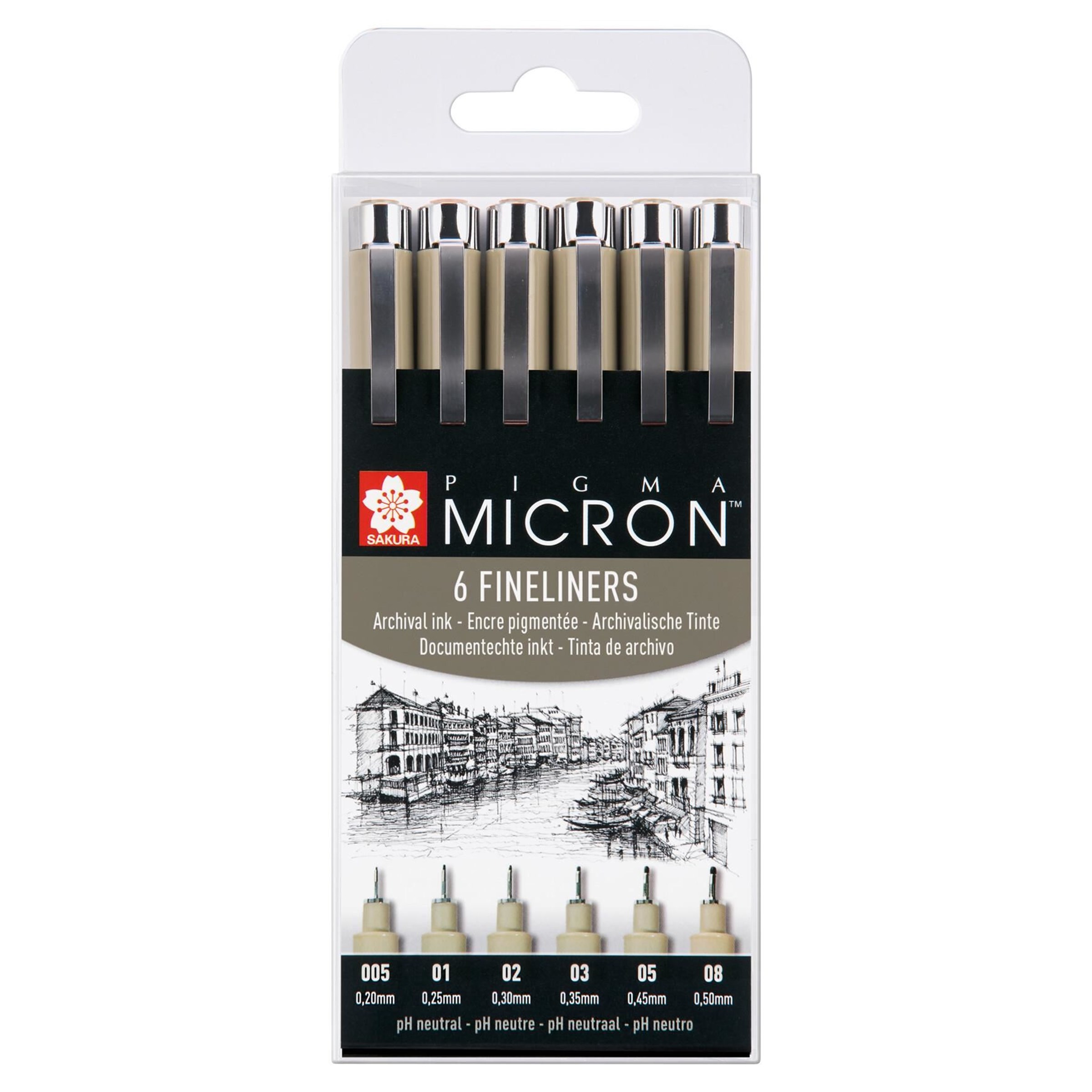 Sakura Pigma Micron fineliner - black - 6 puntdikten 