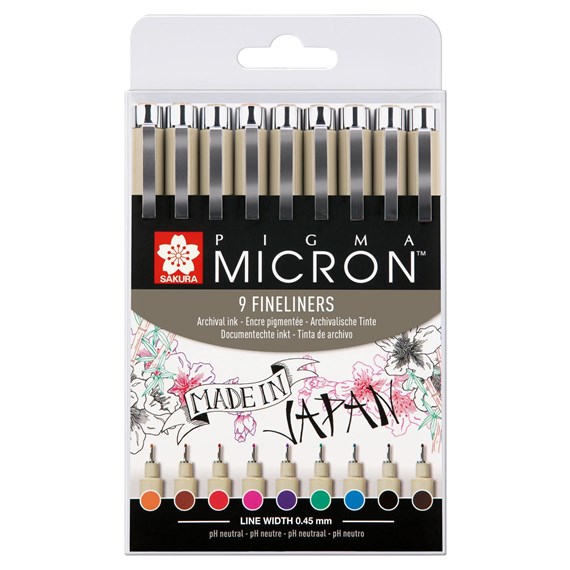 Sakura Pigma Micron 05 fineliner - 9 kleuren